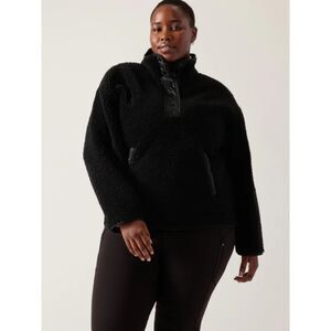 Athleta Cozy Sherpa Snap Sweatshirt - Black 2X
